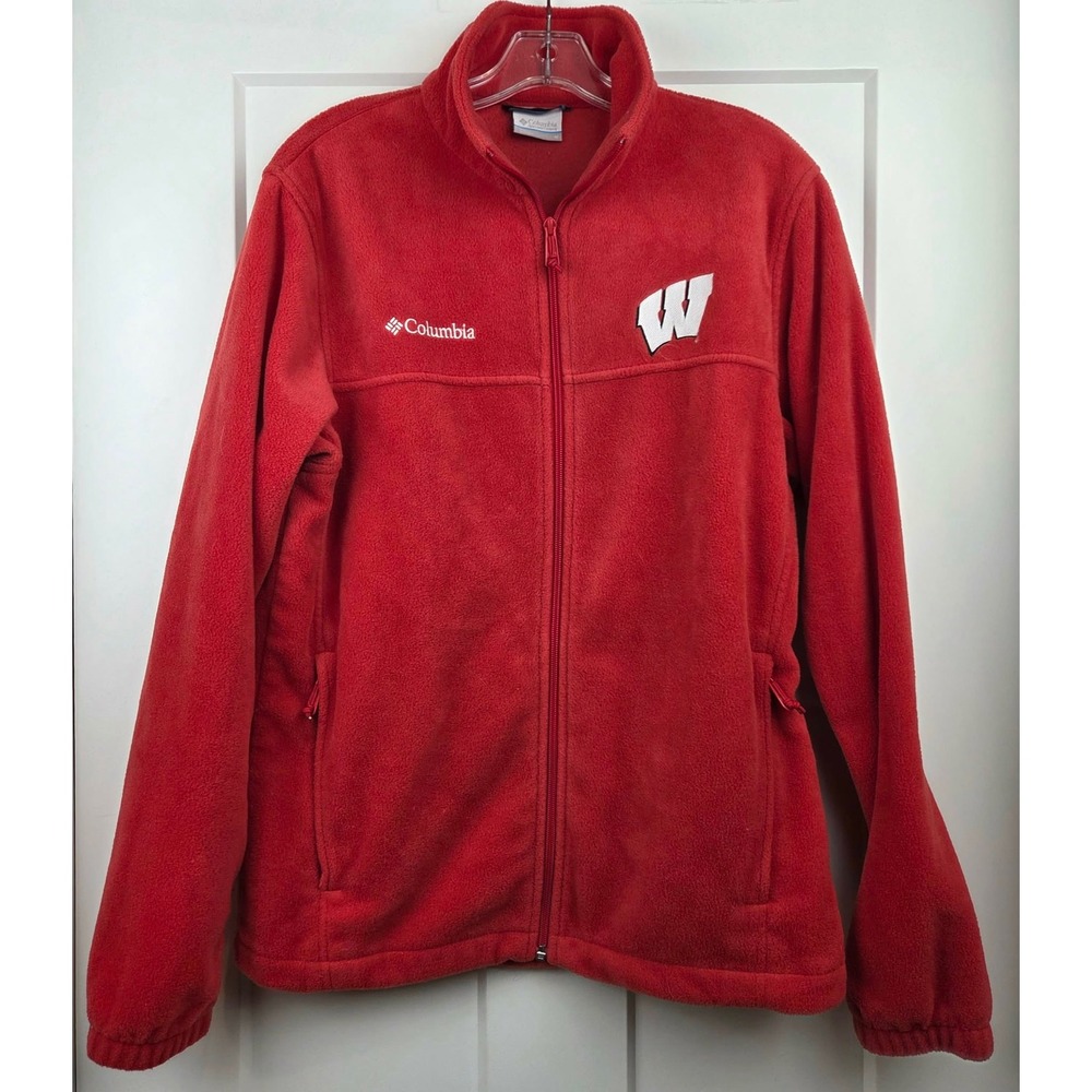 Columbia Wisconsin Badgers Fleece Jacket Mens Medium Red Full Zip NCAA Fan‎ Gear